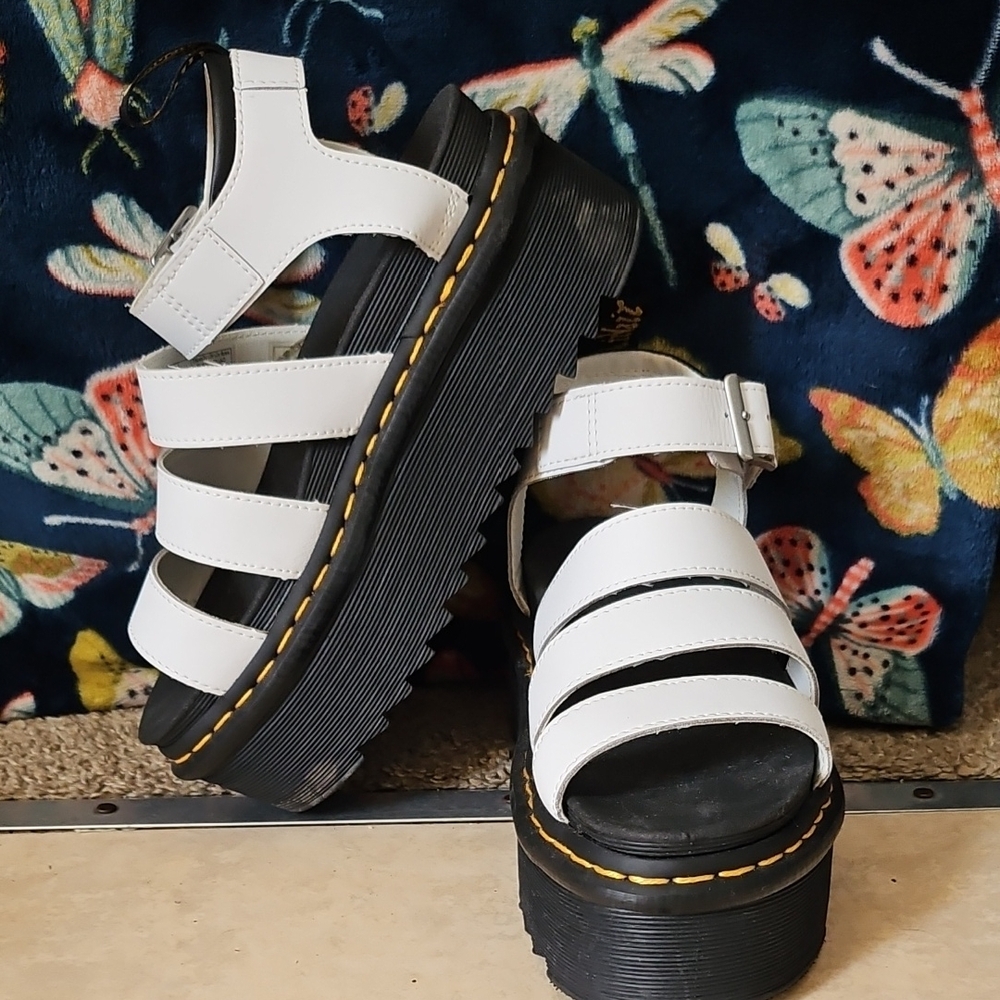 Dr. Martens White Leather Platform Fisherman Sandals